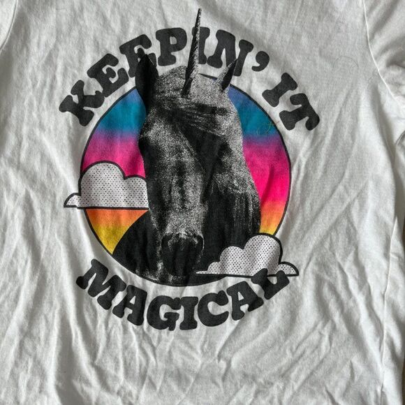 Old Navy Kids White Short Sleeve T-Shirt Keepin It Magical Unicorn Graphic Tee - Picture 2 of 13